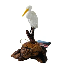 John Perry  Pelican Sculpture White Painted Feet Beak 5” Tag Base