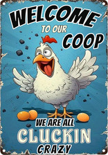 Funny Chicken Signs for Coop-Metal Chicken Signs,Chicken Tin Sign Gifts for Home
