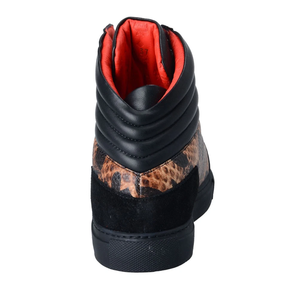 MCM Visetos Para Mujer Jaguar Negro Alto Top Moda Tenis Zapatos Talla 5 6 7 8 9 10 Foto 4 de 4