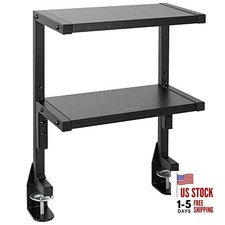 Clamp-on Above or Below Desk 2-Tier Shelving Unit for Table 13 inch Black