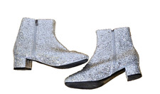 Glitter Silver Sparkle Silver Ankle Boots