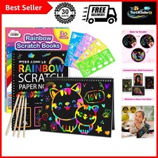 Scratch Paper Art-Crafts Gift: 2 Pack Rainbow Notebooks Supplies Toys