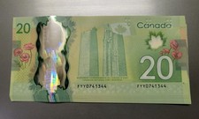 2012 Canadian $20 Dollar Polymer BankNote Queen Elizabeth UNC Prefix FYY