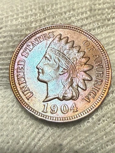 1904 Indian Head Penny Nice Original Lustrous AU + High Grade Toned