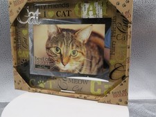 New Best of Breed Glass Picture Frame Gold+ Black "I Love My Cat" Silver Boarder