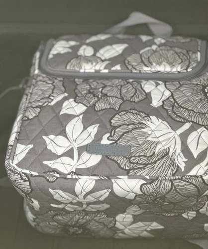 Vera Bradley Lunch Bag Sack Moon Shadow Meadow Cooler Gray Black White Insulated