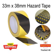 Black Yellow Hazard Tape 33m x 38mm Narrow Stair Edge Speaker Stand Trip Floor