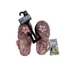 Bluey Bingo Toddler Girls Glitter Jelly Sandals Purple Star Charm Size 8 NWT