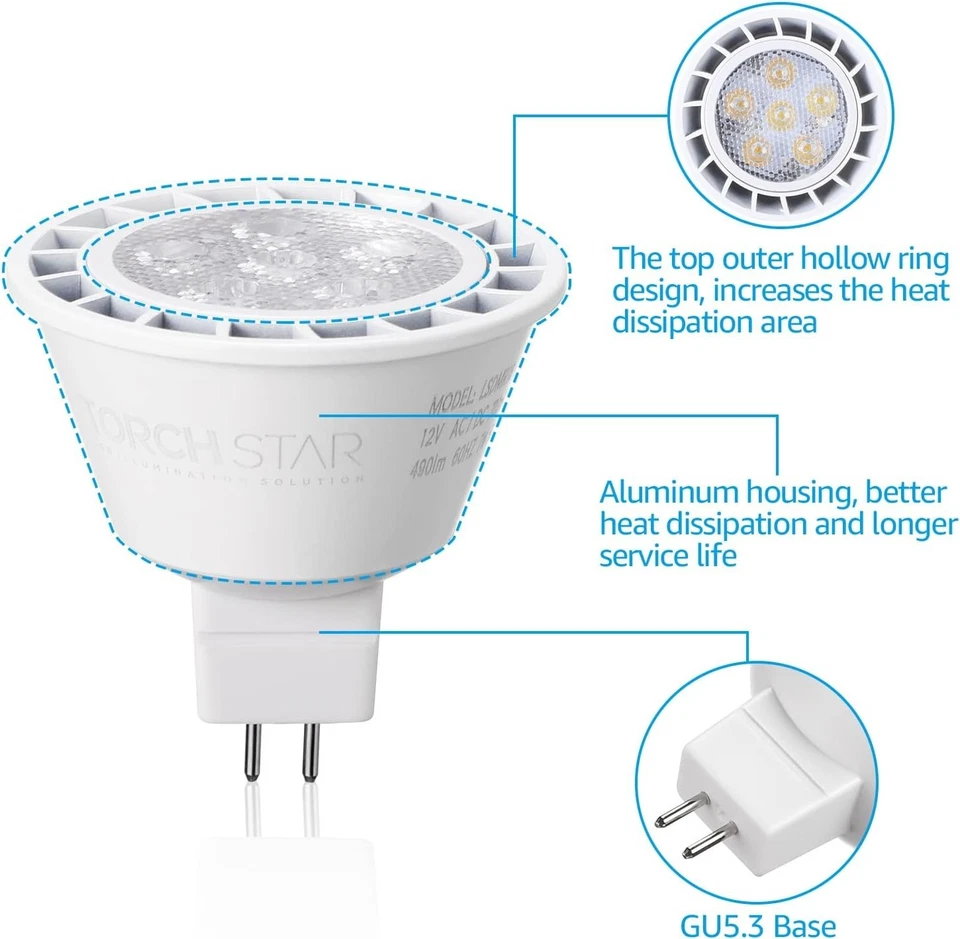 "Aluminum MR16 LED Spot Lights, 12V Low Voltage, 5000K" - Image 4 of 4