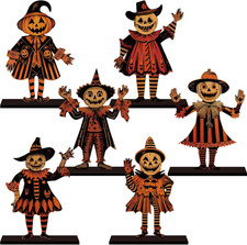 6Pcs Vintage Halloween Decor for Home Wood Table Centerpieces