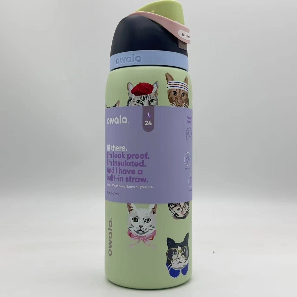 新品 Urban Outfitters限定 owala水筒 猫柄32oz ネコ Owala 32oz FreeSip Water Bottle Cat Collage Catwala Urban