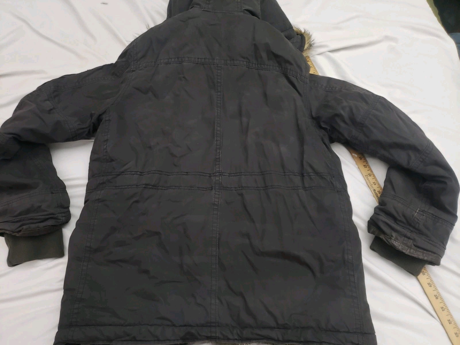 ABERCROMBIE & FITCH Jacket Navy Mt. Washington Parka Medium Fur Oversized Hood image 9