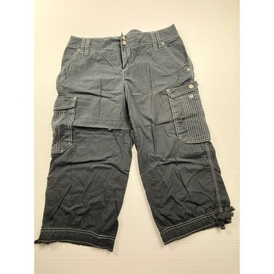 DKNY Active Womens Black Cargo Capri Pants Contrast Stitch Utility Size 6