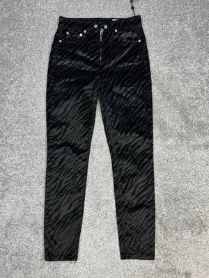 Rag & Bone Nina High Rise Ankle Skinny Jeans Womens 25 Black Cotton 26x27 New