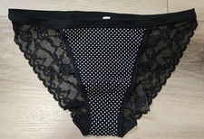 NIB Vintage Victoria's Secret Polka-Dot Cotton Lace Back String Bikini Panties L