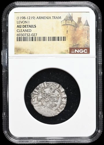CRUSADERS, Cilician Armenia. Levon I. 1198-1219. Silver Tram. NGC AU Details