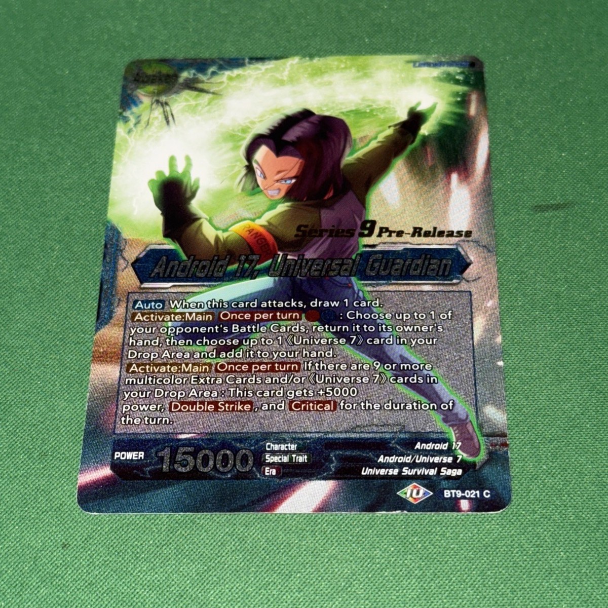 Android 17 Universal Guardian Pre-Release FOIL Dragon Ball Super Card Android 17 Universal Guardian Pre-Release FOIL Dragon Ball Super Card
