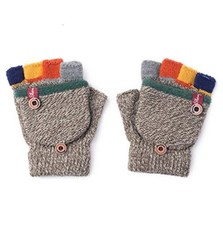 Khaki Knitted Mittens for Kids - Winter Gloves - Khaki