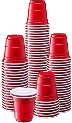 Set of 100 Red Disposable Shot Cups 2 oz for Weddings and Celebrations