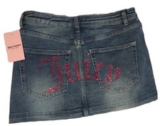 JUICY COUTURE HIGH WAISTED DENIM PINK BLING MINI SKIRT Sz 5 Or 13 NWT