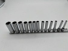 13-pc Metric Snap On Vintage 1/4” Drive Deep Socket Set STMM4- STMM15 On Rail