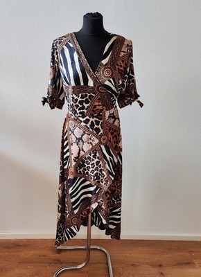 AX Paris Wickelkleid 40 Animal Print Blusenkleid Zebra Leopard Sommer Mustermix