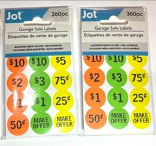 2 packs Removable Garage Sale Pricing Labels Neon Preprinted sticker over 700-ct