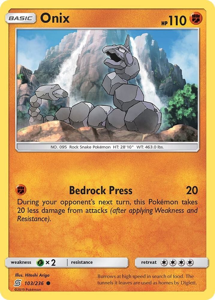 Onix #103/236 Sm - Unified Minds Common Pokemon TCG NM