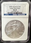 2006 W Burnished American Silver Eagle, NGC MS 69 Early Releases