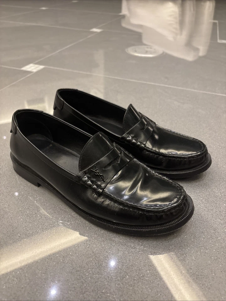 Saint Laurent Paris Le Mocasines Penny Mujer EU 37.5 US 7.5 Cuero Negro Foto 4 de 4
