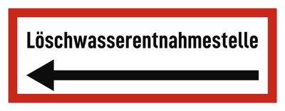 Löschwasserentnahmestelle - Hinweisschild auf Brandschutzeinrichtung und Eins...