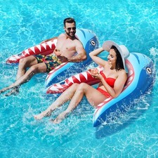 2 Pack Pool Floats Adult Size, Pool Lounger with Cup Holder, Inflatable Floats