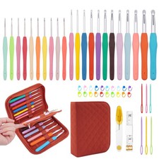 22 Sizes Crochet Hooks Set with Storage Case,0.5mm-10mm Crochet Hooks with Er...