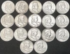 1952-P Franklin Half Dollars Short Roll of 17 Pieces 90% Silver F-AU