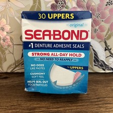 Sea Bond Denture Adhesive Seals Upper Zinc-Free All-Day Hold, 30 Count