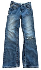 Ariat Boys B4 Relaxed Boot Western Jeans Blue Denim Sz 12 Adjustable Waist