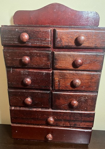 vintage wall or shelf box with drawers 7.5 x12 inches