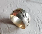 VINTAGE NAVAJO STERLING SILVER STAMPED DECORATION MEN'S BAND RING SIZE 12 -8.8g
