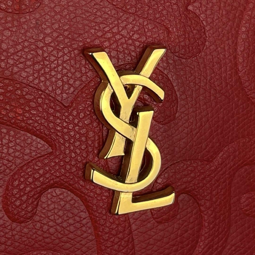 Borsa a tracolla Yves Saint Laurent in pelle rossa cucita autentica