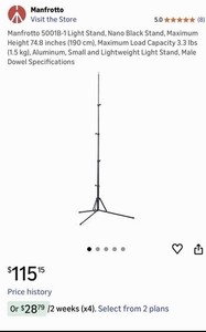 Tripod light /camera stand  Manfrotto 5001B-1 Nano Lightweight , 74.8" Height