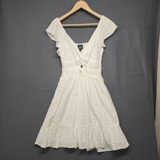 NEW Angie Dress Womens Small White Tiered V Neck Boho Festival Coquette Western
