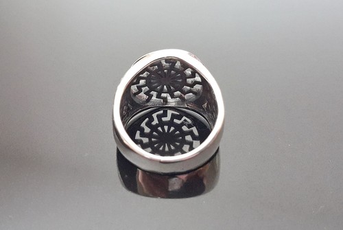 Sun Wheel Ring 925 STERLING SILVER Black Sun Occult Sacred Solar Symbol Viking - Picture 6 of 8