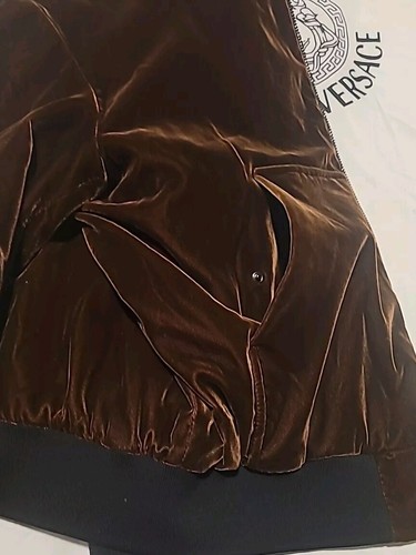 Rare Giorgio Armani Black Label Brown Metallic Velvet Hoodie Jacket Size Medium - Picture 10 of 10