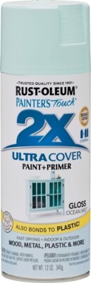 CASE OF (6) RUSTOLEUM 283190 ULTRA COVER 2X GLOSS OCEAN MIST SPRAY PAINT