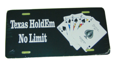 Texas Holdem Spades Royal Flush Poker License Plate 6x12 Aluminum USA