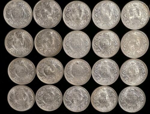 Rotolo completo lotto di 20 rupie argento Giorgio V India AU/UNC 1913 - 1918 - Foto 3 di 4