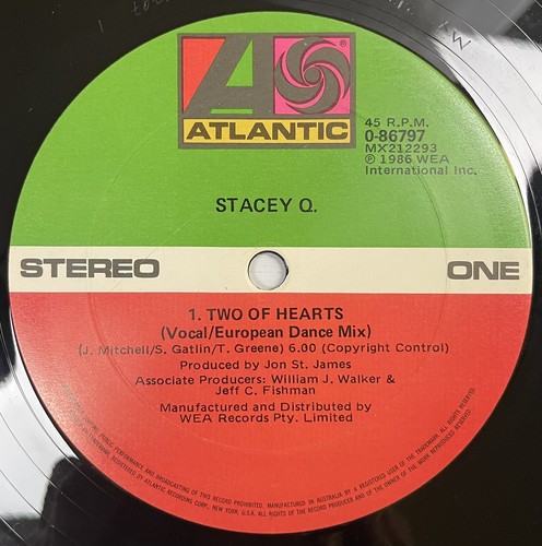 Stacey Q Two Of Hearts Vinyl Record 12” 45 RPM 0-86797 Atlantic 1986 - Picture 20 of 24