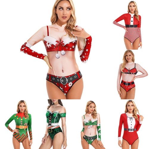 Body Babydoll de Leotardos para Mujer Elegante Navidad Impresión 3D Mameluco Ropa de Playa - Imagen 3 de 78