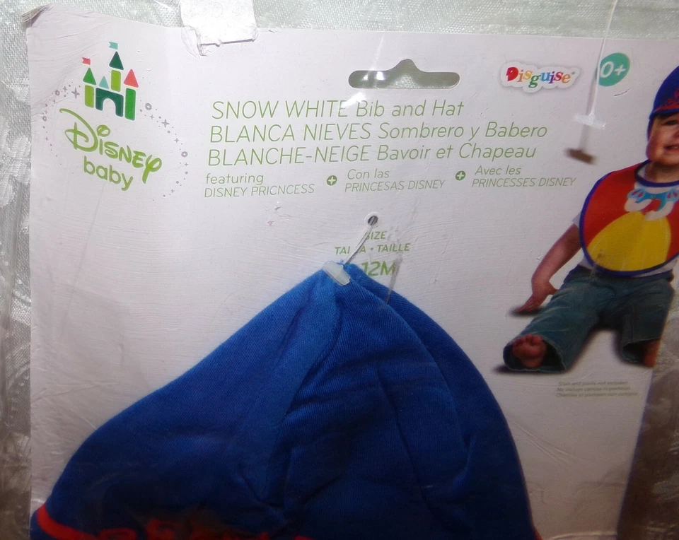 Disney Bebé Blancanieves Babero Sombrero Nuevo 12M 12 Mos Disfraz Infantil Foto 3 de 4