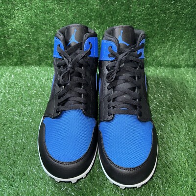 Nike Air Jordan 1 Retro TD Mid Football Cleats Black Blue 